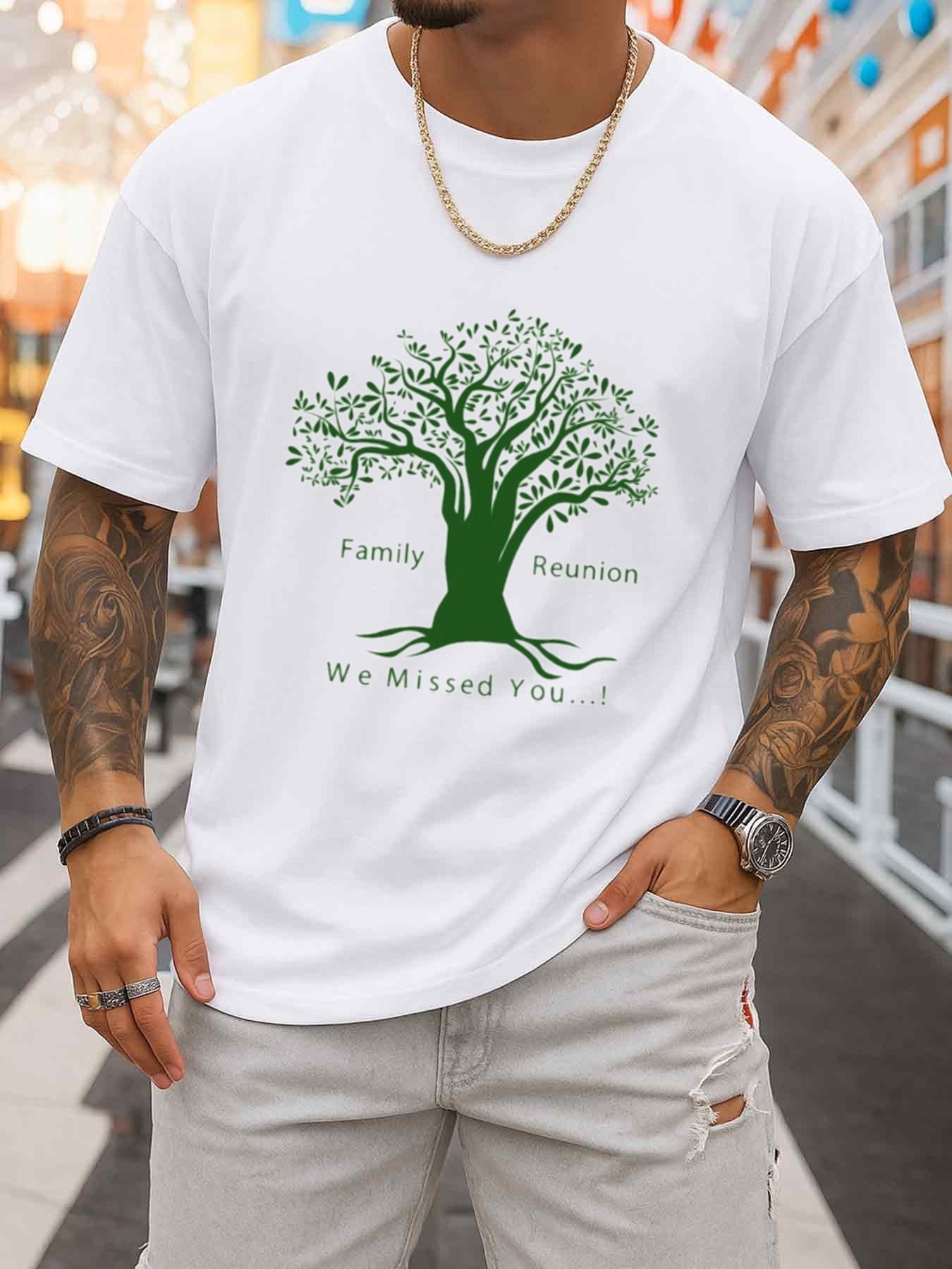 تي شيرت رجالي برقبة دائرية بنم - مراجعة Family Tree Print وسعره